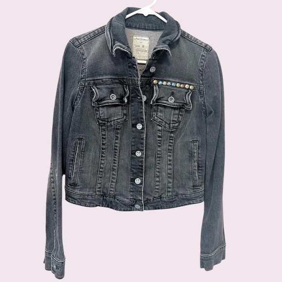 Y2k free people heart rivet denim jacket - Picture 2 of 6